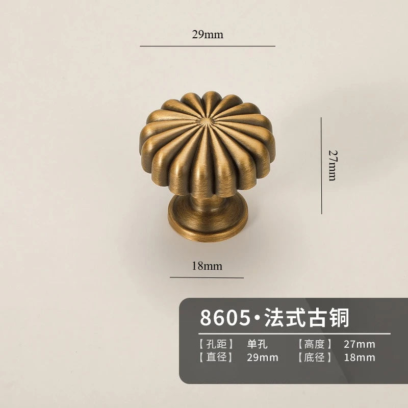 Vintage Style Brass Handles, Bronze Single-Hole Small Knobs