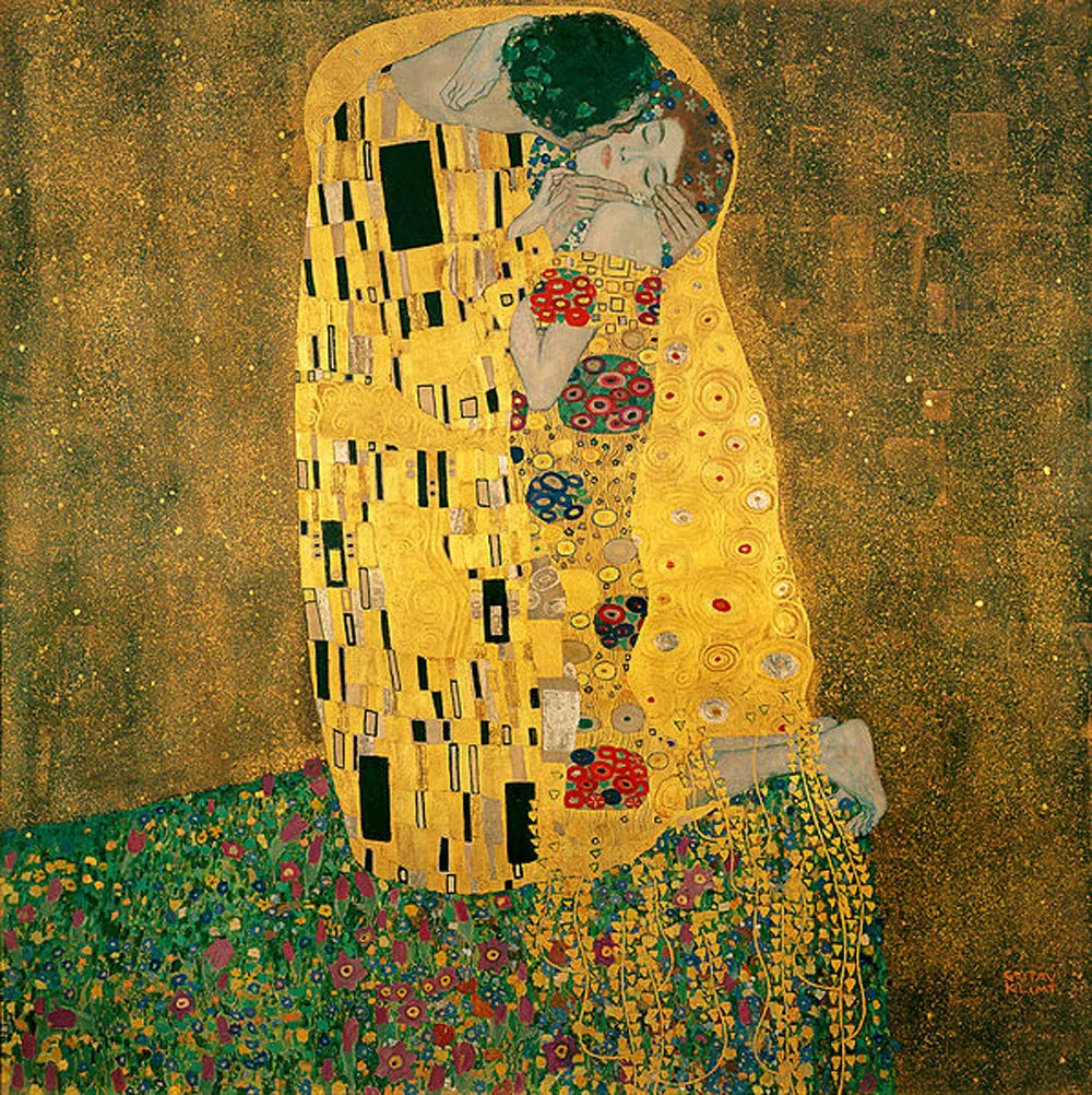 Famous Oil Painting Reproduction on Linen Canvas, The Kiss by Gustav Klimt,100% Handmade,