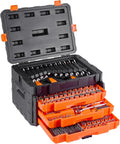 Mechanics Tool Set and Socket Set, 450 Pcs, 1/4, 3/8 and 1/2 inch Drive Deep and Standard Sockets, SAE Metric Mechanic Tool Kit