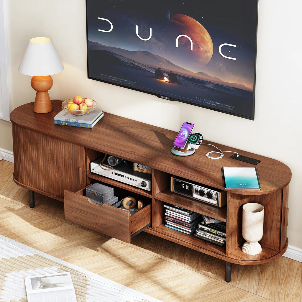 69 Inch TV Console for TVs up to 80", Entertainment Center w/ Storage