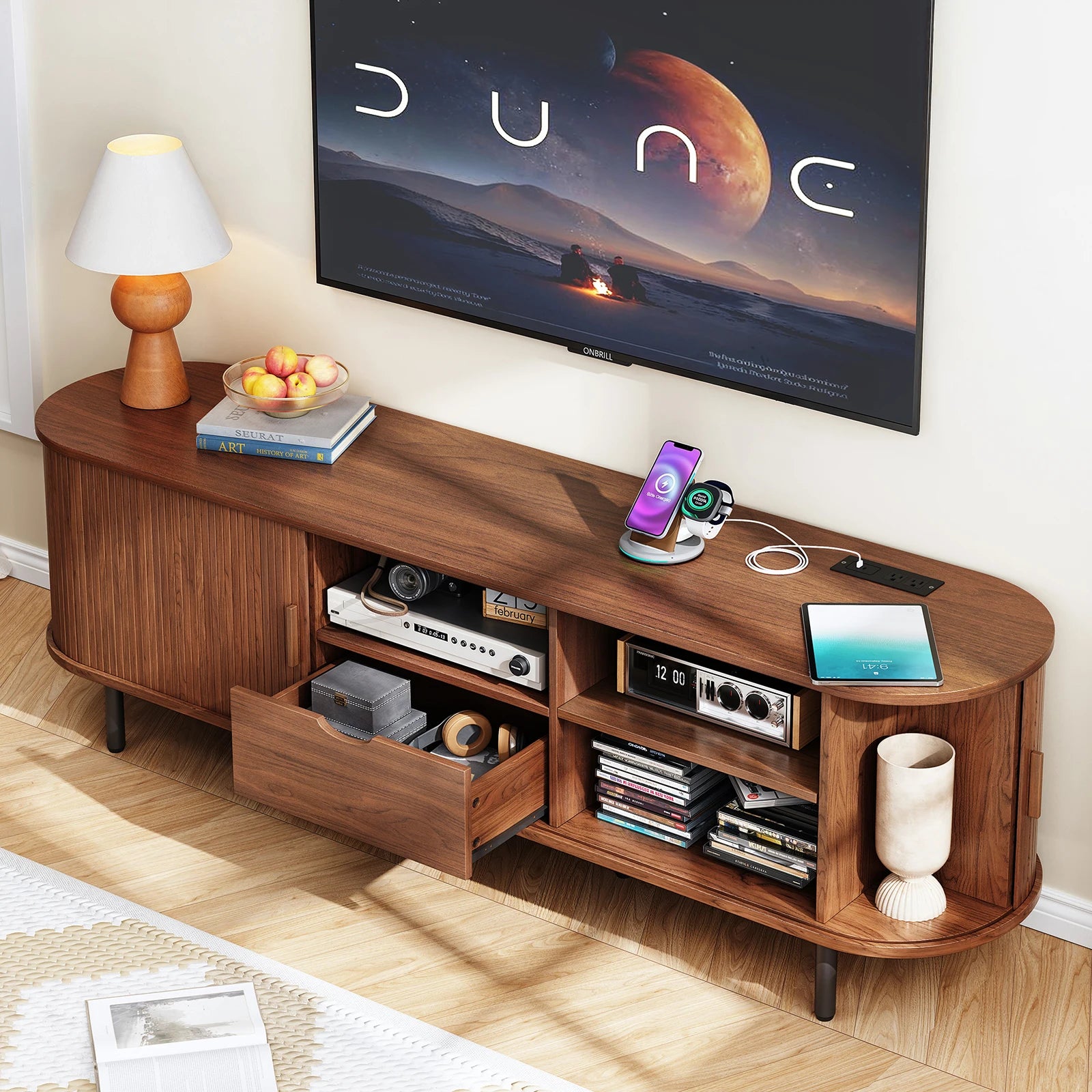 69 Inch TV Console for TVs up to 80", Entertainment Center w/ Storage