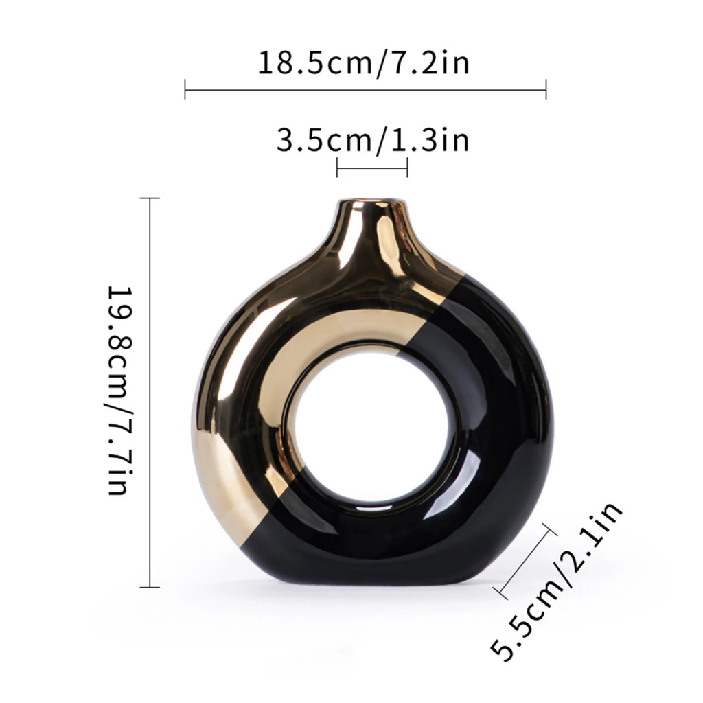 Ceramic Flower Vases For Living Room Luxury Nordic Plant Pot,Dinning Table Hotel Home Decoration,Wedding Festival Artwork Golden