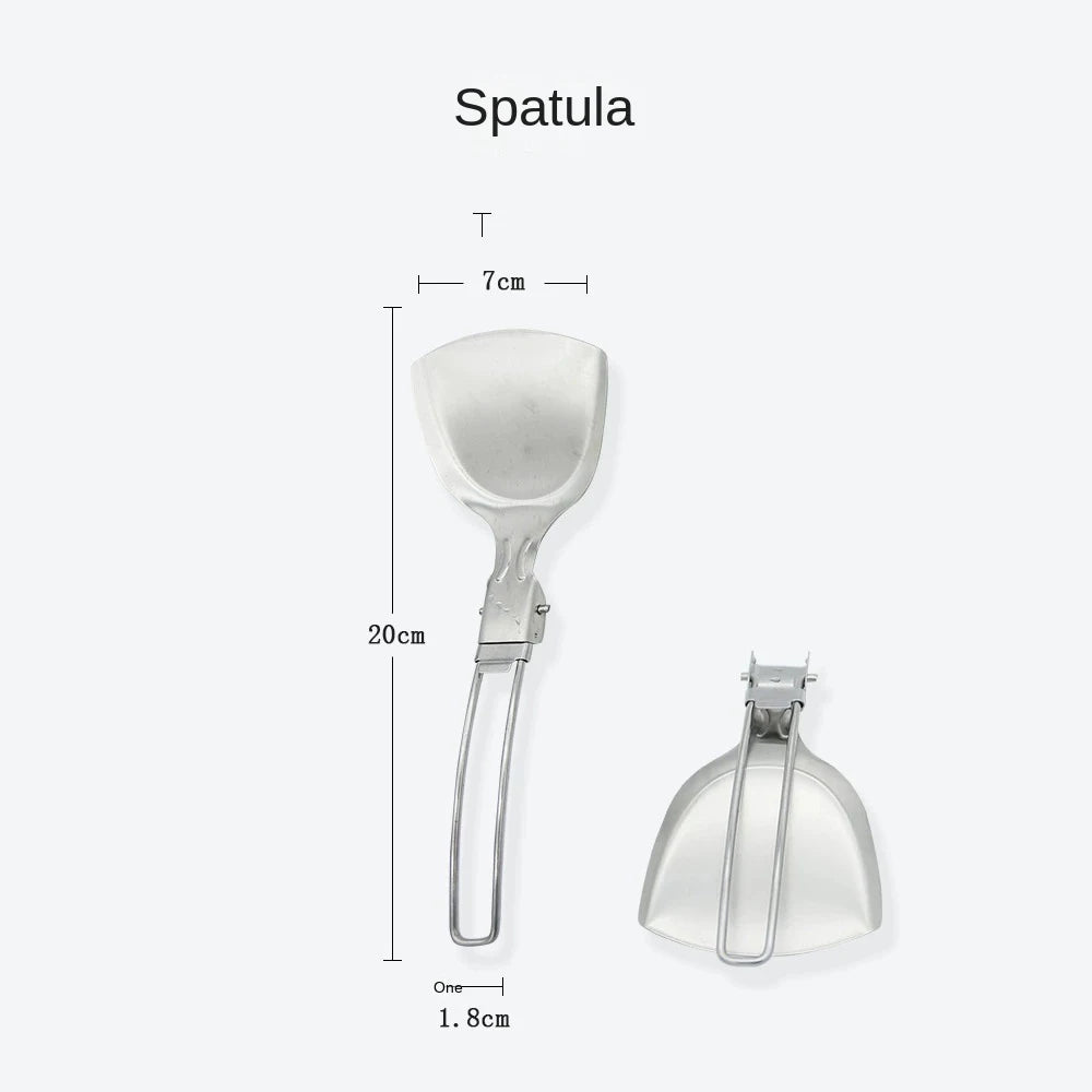 Folding Spatula Spoon Shovel Food Turner, Stainless Steel Outdoor Camping BBQ Cooking Tableware