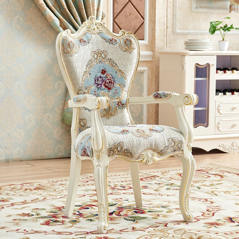 European Solid Wood Dining Chair, Princess Lazy Throne Luxury Lounge Chair