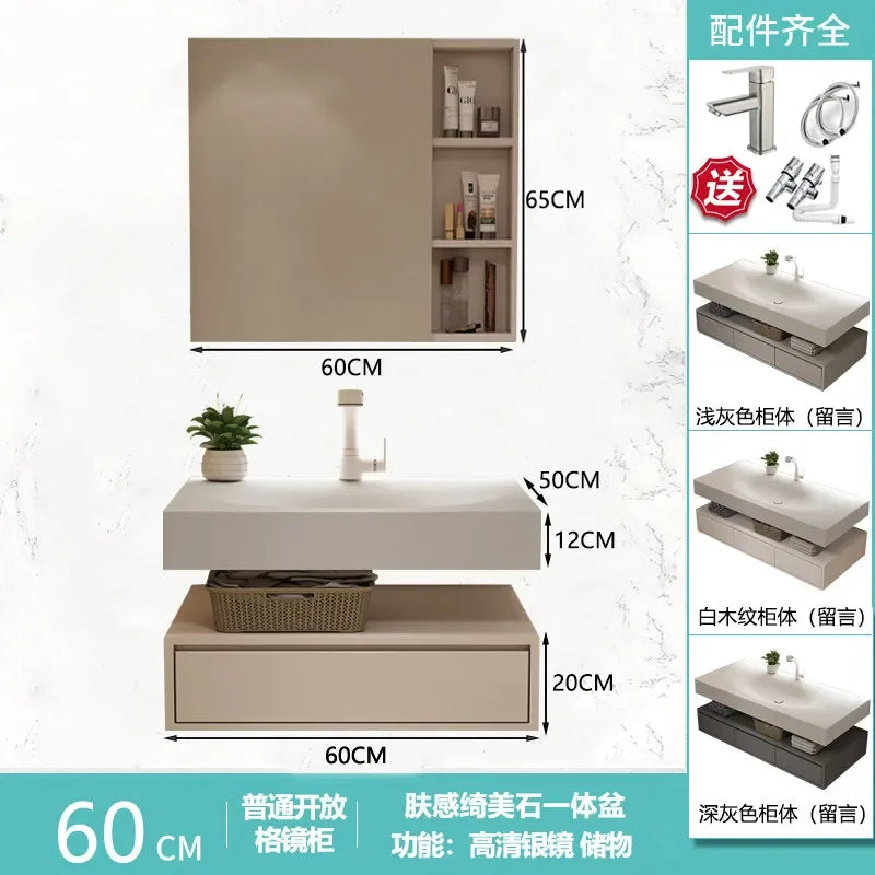 Modern Integrated Bathroom Vanity Washstand Basin, Combined Cabinet
