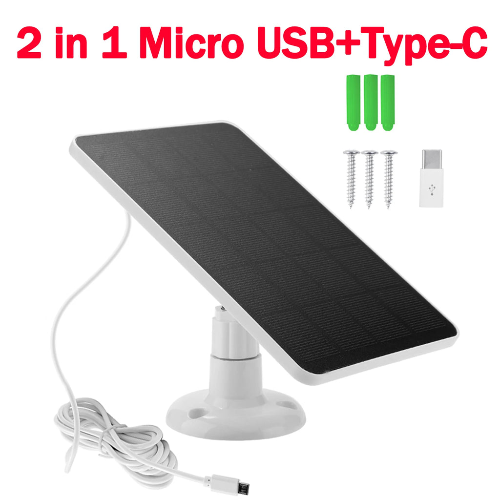 10W 5V Solar Panel Micro USB+Type-C 2in1 Outdoor Solar Cells Charger Solar Panels