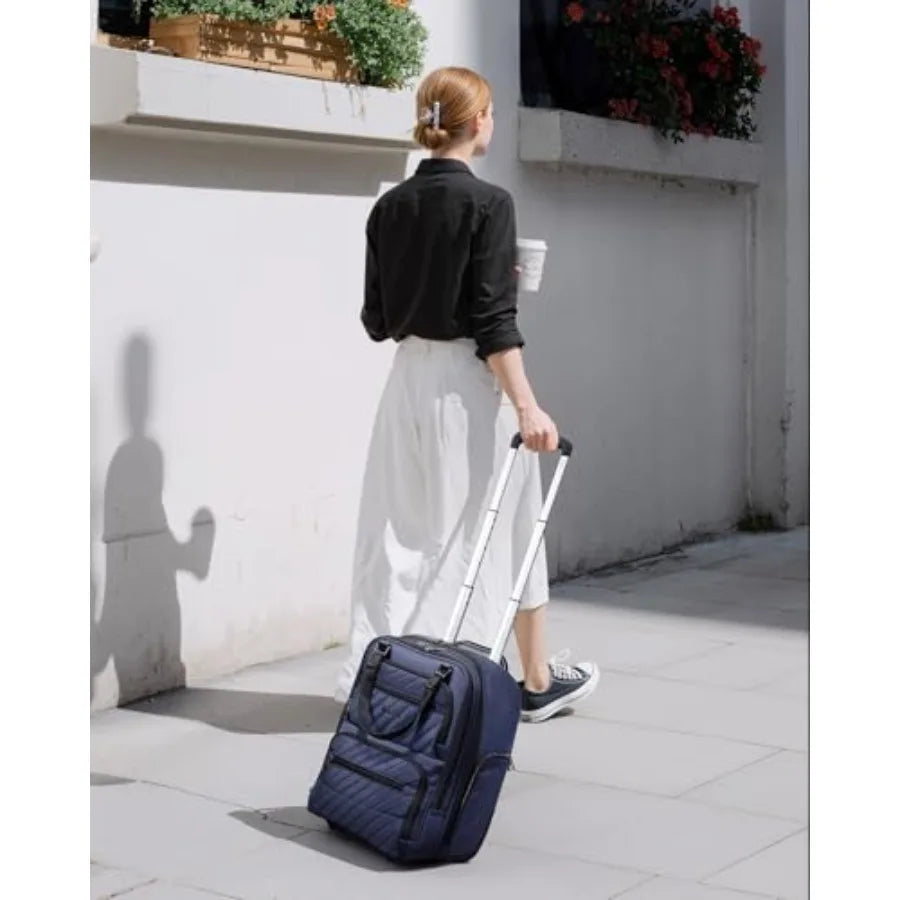 Underseat Carry On Luggage with Wheels, UDK Stylish Lightweight Under Seat Luggage, Soft Sided Personal Item Suitcase for Short