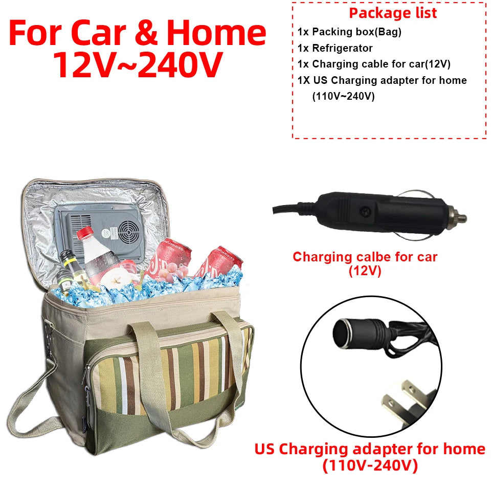 33L Portable Foldable Electric Bag Refrigerator, Perfect for Family Picnics Camping Car Travel Road Trip