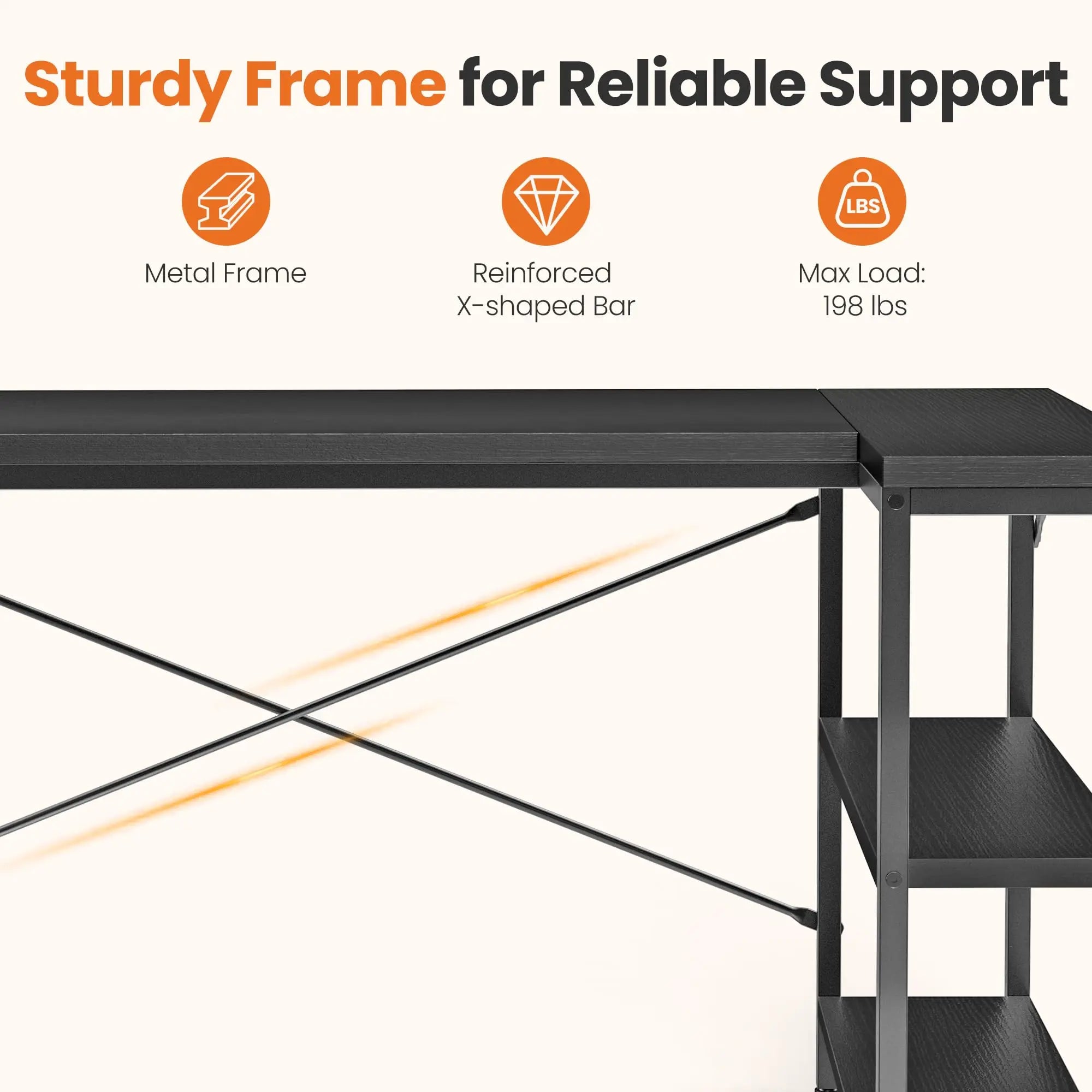 JHK L Shaped 47 Inch Computer Desk with Shelves