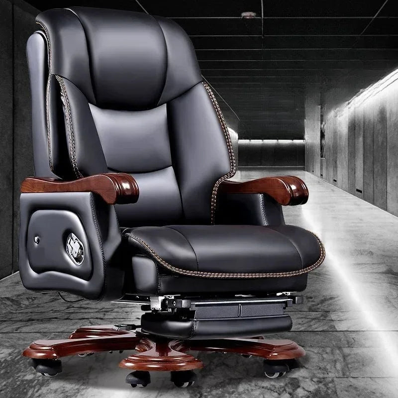 #i Chinese Boss Chair, Business leather CEO Office chair with massage pedal,