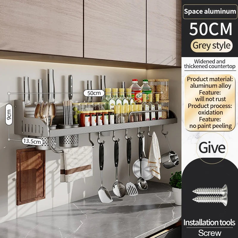 Kitchen Storage Rack Multi Functional Home Wall Mounted Seasoning Chopsticks Knife Holder Complete Collection of Supplies Rack