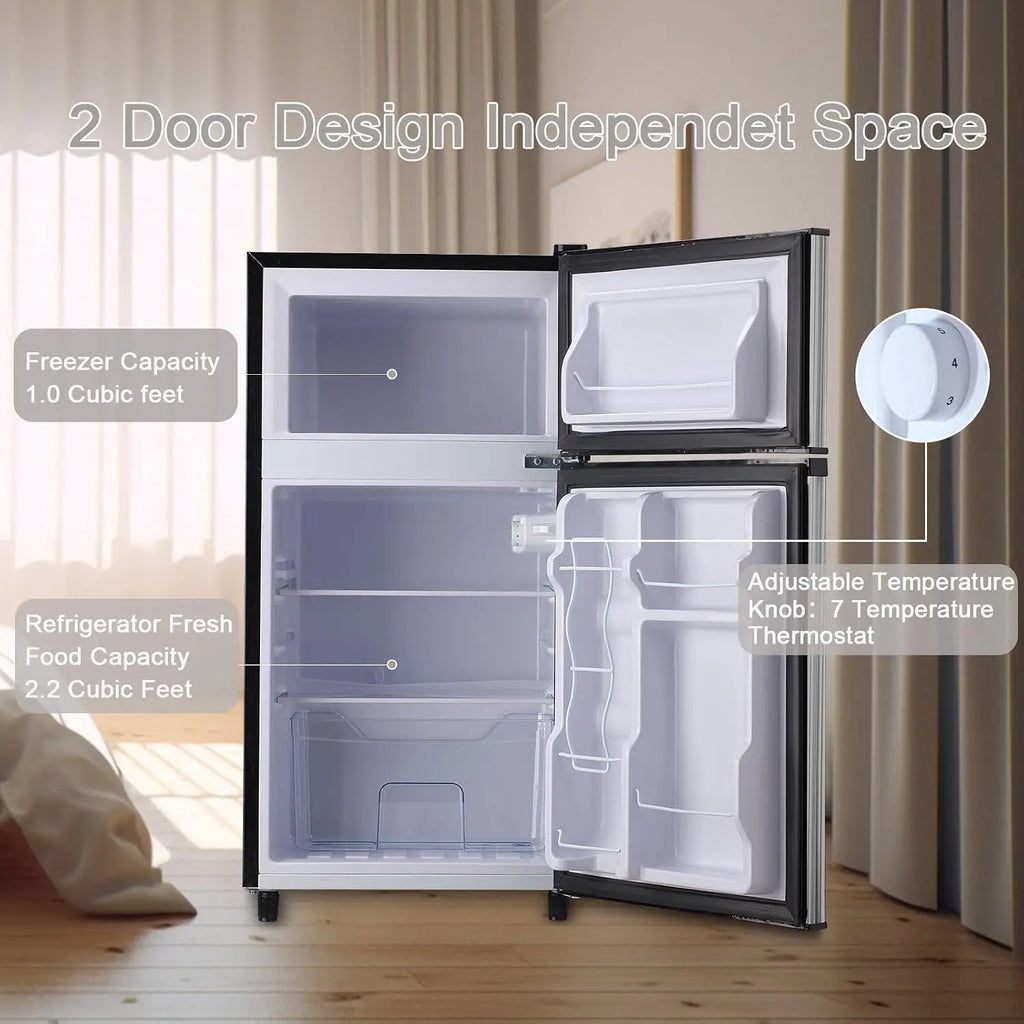 3.2 Cu.Ft Mini Fridge with Freezer Dual Door