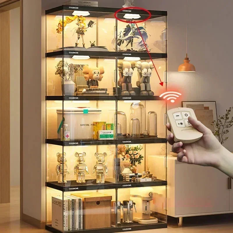 Nordic Living Room Display Cabinet Bookshelf Storage Organizer With Lights
