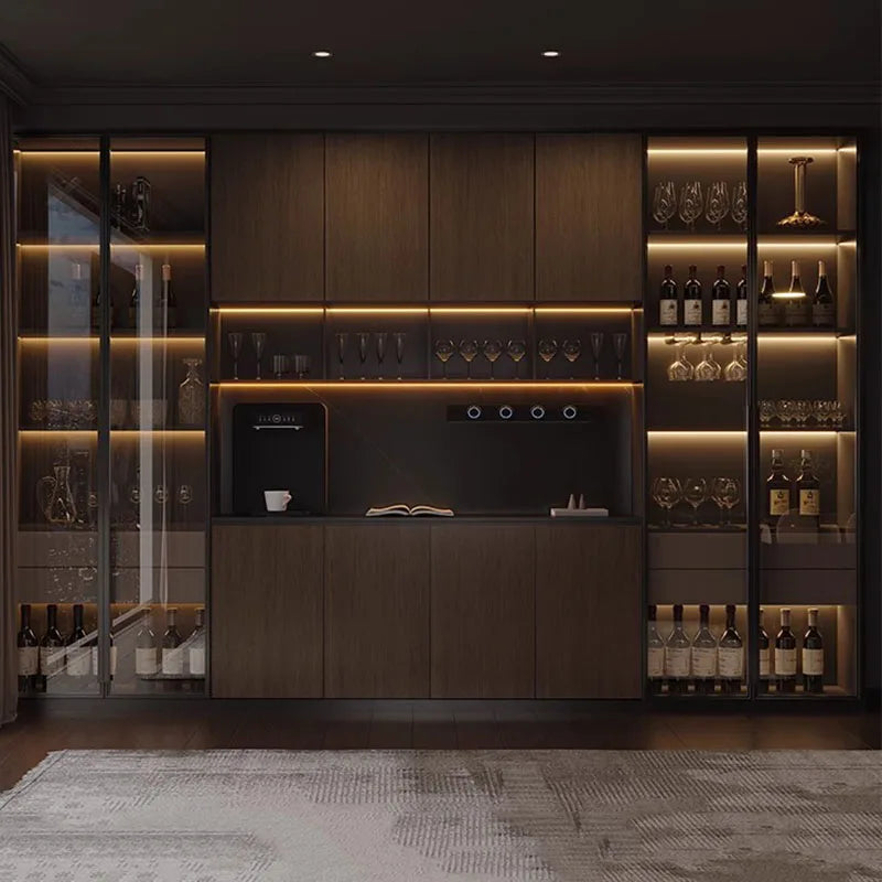 Luxury Wood Living Room Cabinets, Display Wine Bookcase