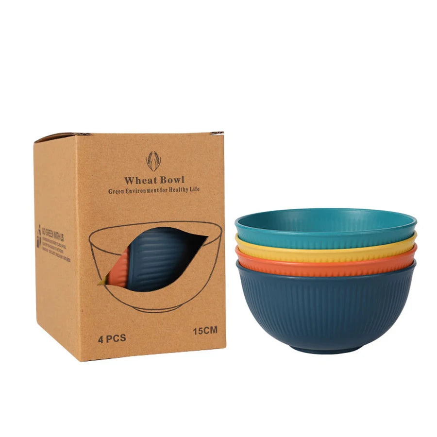 Wheat Straw Dinnerware Set Eco-friendly Safety Plates Cups Bowels, Tableware Set for Outdoor Camping