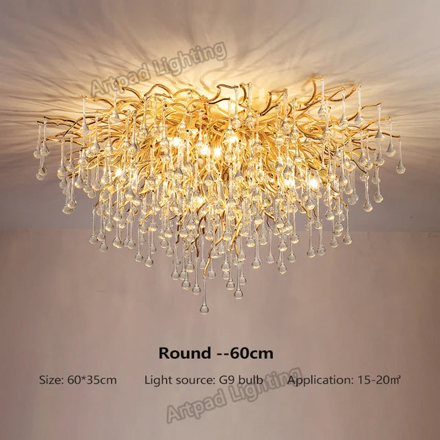 Nordic Luxury Gold LED Crystal Chandelier