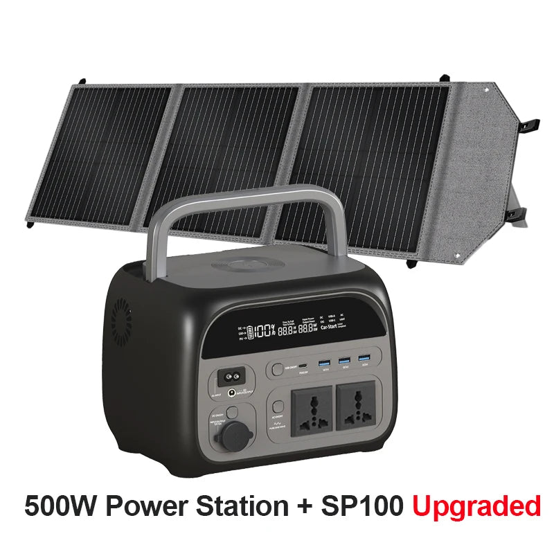 CTOLITY Portable Power Station 500W Solar Generator, 345Wh Lifepo4 Battery, 220V AC Output, 100W 20.5V Flexible Solar Panel