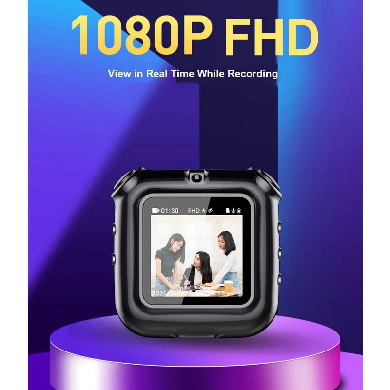 Mini 1080P Clip Necklace Camera, Portable Cam Display Screen, Audio, Video, Voice, Photo Camcorder