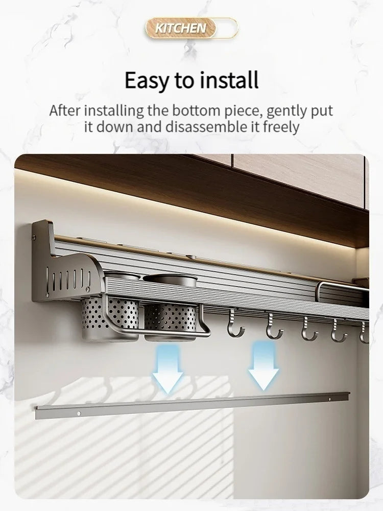 Kitchen Storage Rack Multi Functional Home Wall Mounted Seasoning Chopsticks Knife Holder Complete Collection of Supplies Rack