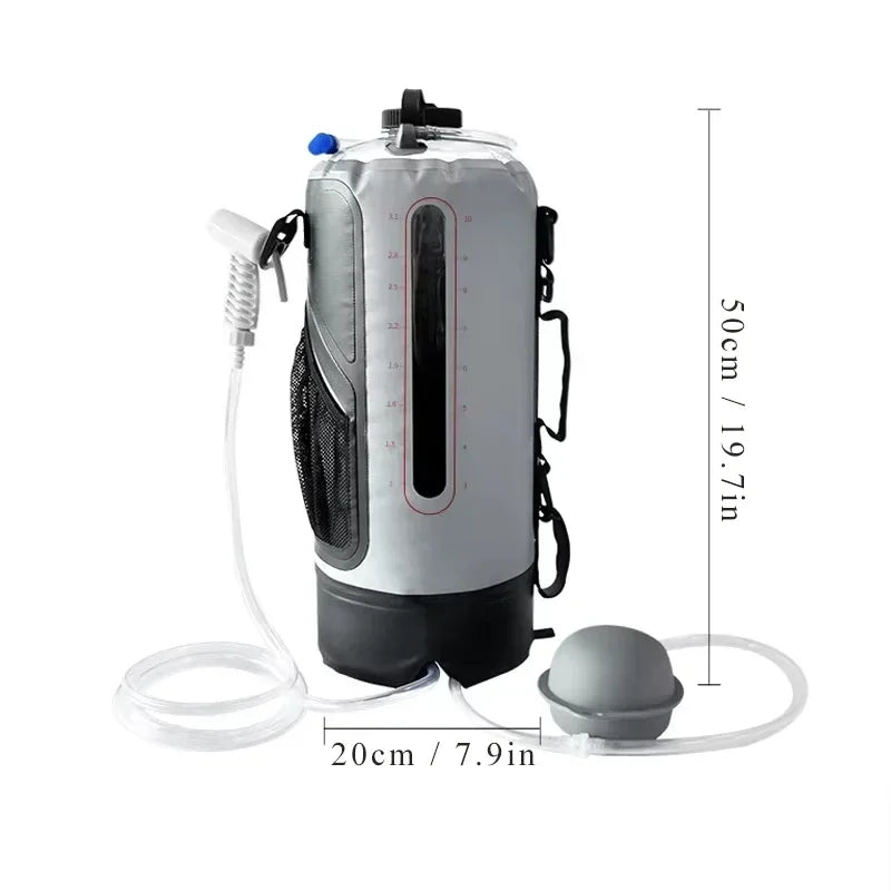 Portable Camping Shower Bag 12L Large Capacity Foldable Solar Heated Outdoor Shower for Hiking Backpacking Travel