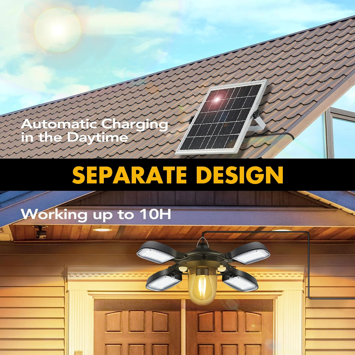 192led Solar Powered Light for Indoor and Outdoor, 1000LM Dual Motion Sensor Solar Pendant Light