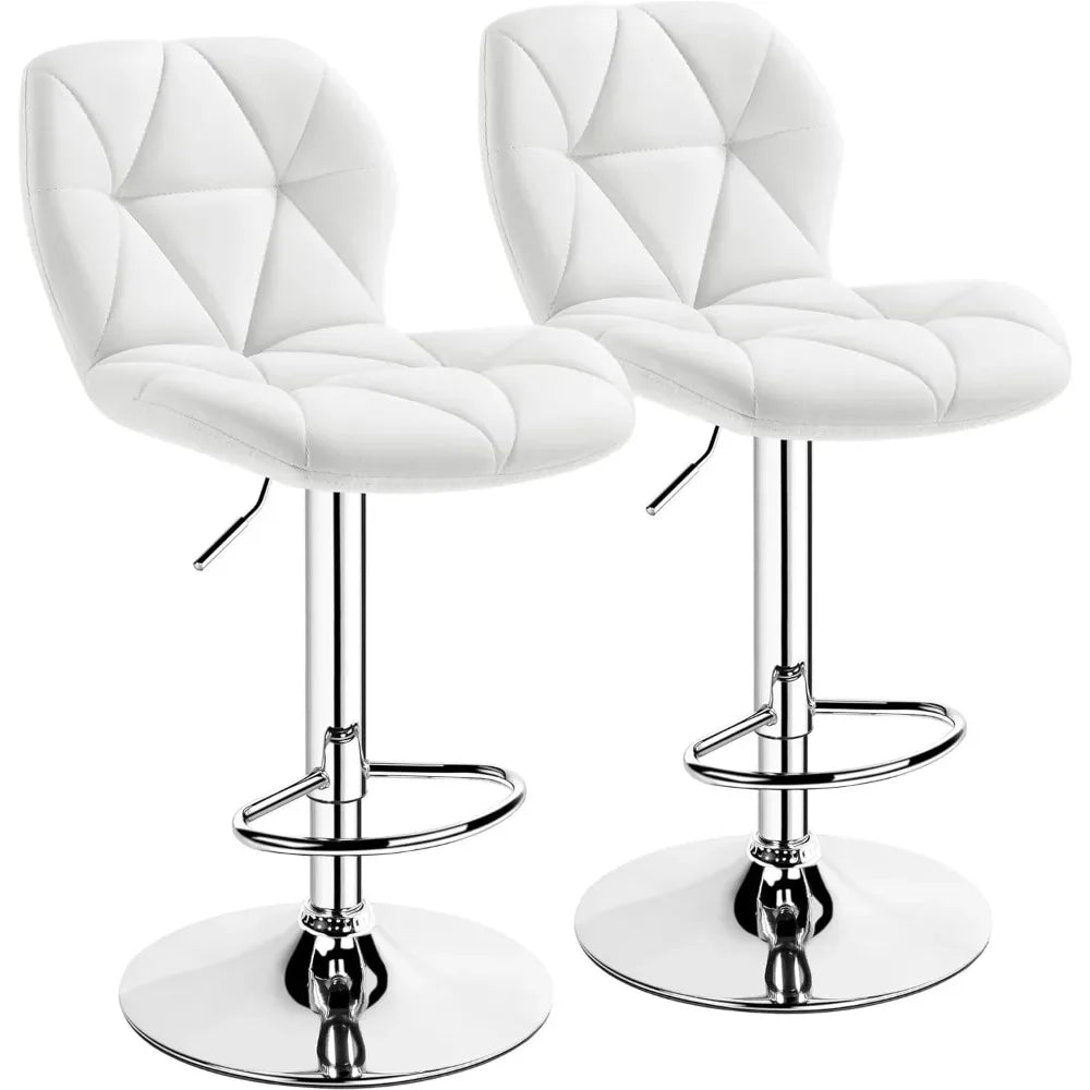 Height Adjustable Swivel Barstools, PU Leather Counter Stools with Backrest