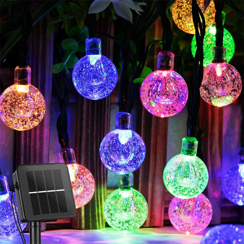 Outdoor Solar String Lights 60 LED Crystal Globe Lights