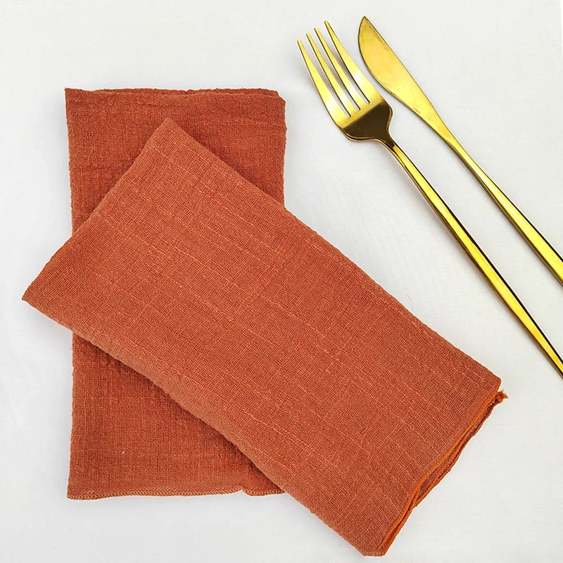 Set of 6  Terracotta Cloth Napkins, Cotton Factory Wholesale Fabric Serviette Gauze Table Towels
