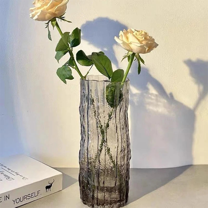 1PCS Minimalist Wind Glacier Vase Transparent Glass Vase
