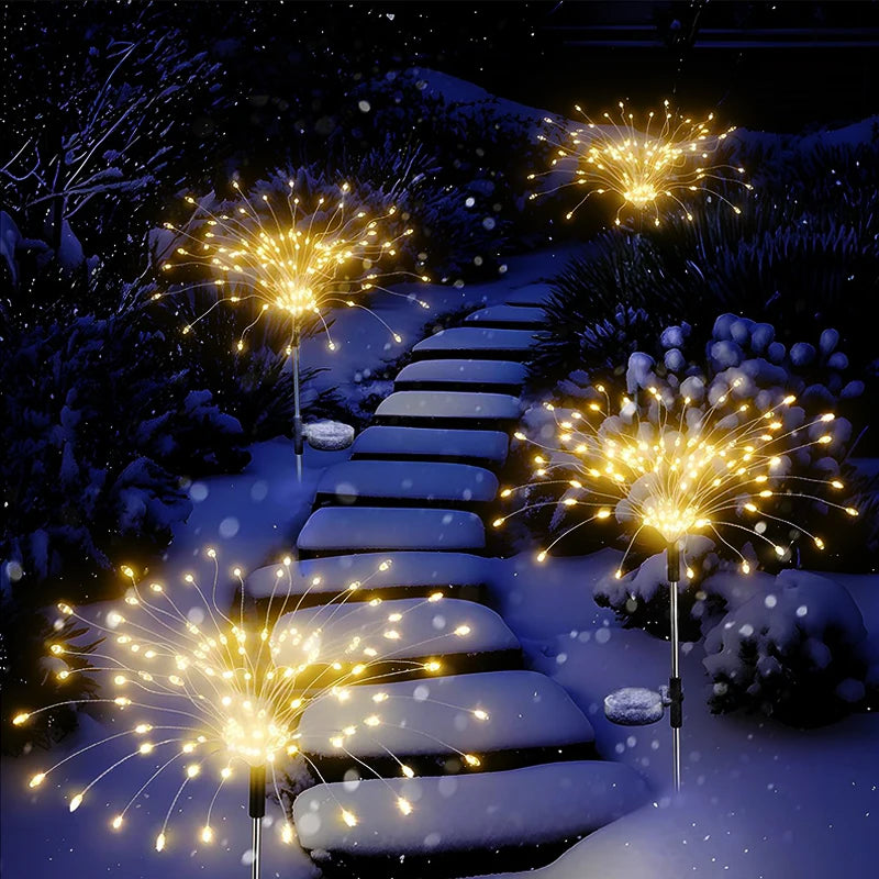 420LED Solar Power Firework Garden Lights Decor Pathway Outdoor Waterproof Patio Lawn Landscape Yard Solar Light