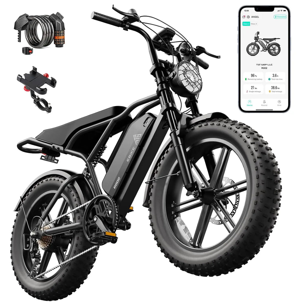 TST Electric Bike for Adults 1500W Peak 20" Fat Tire All-Terrain E-Bike 60 Miles Electric Dirt Bike - 48V 15 AH Battery,