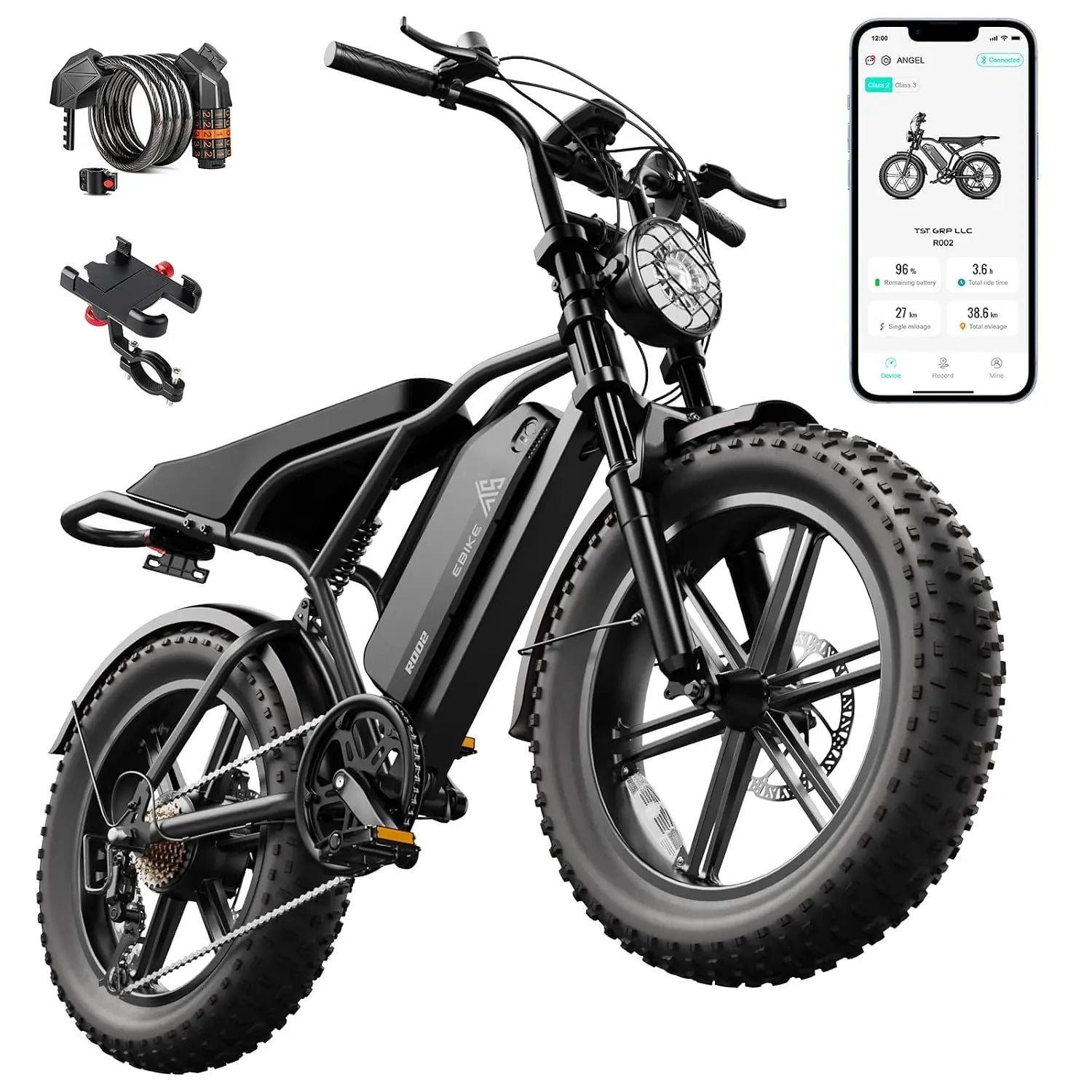 TST Electric Bike for Adults 1500W Peak 20" Fat Tire All-Terrain E-Bike 60 Miles Electric Dirt Bike - 48V 15 AH Battery,