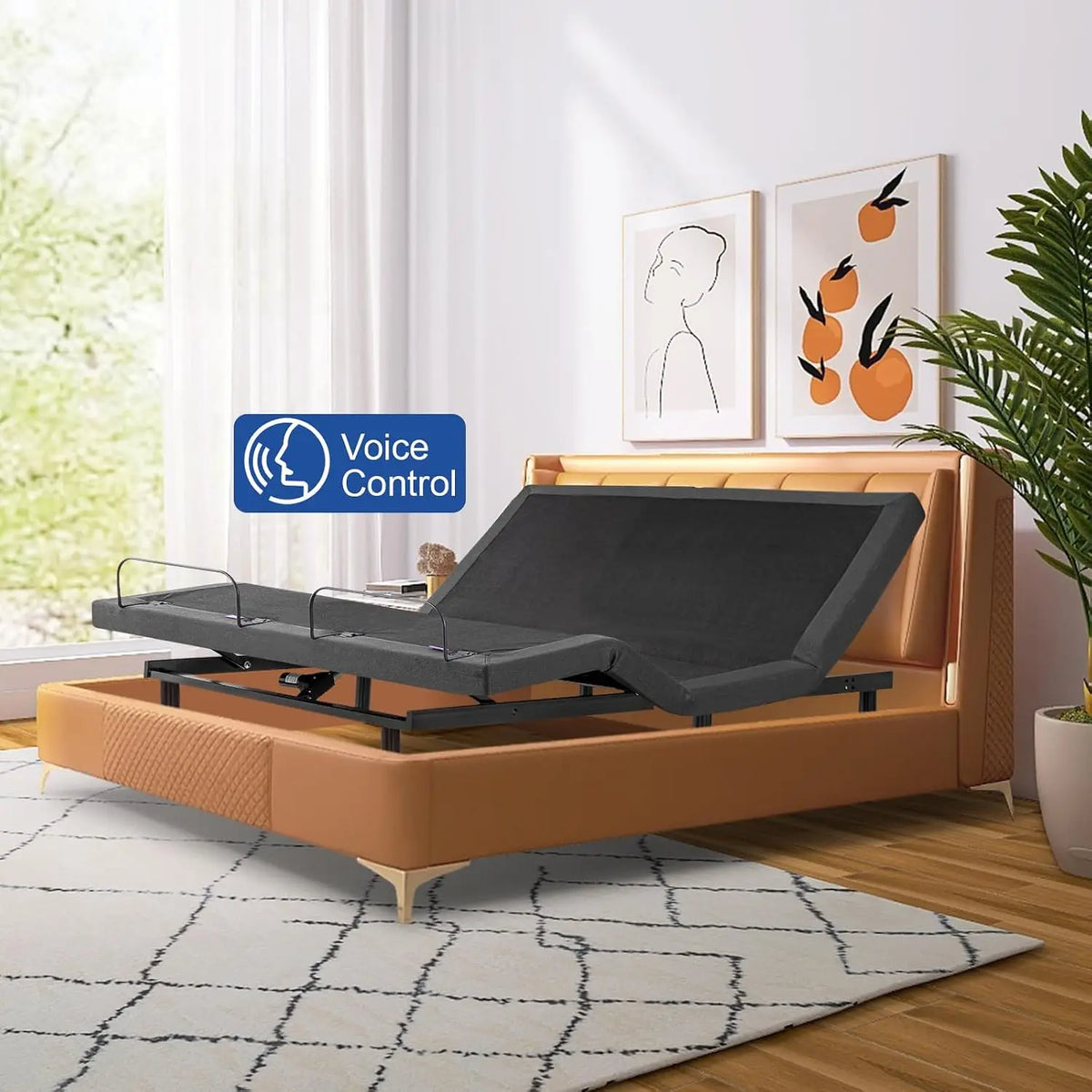 Adjustable Bed Frame with Massage, 14 Inch Gel Memory Foam Mattress,