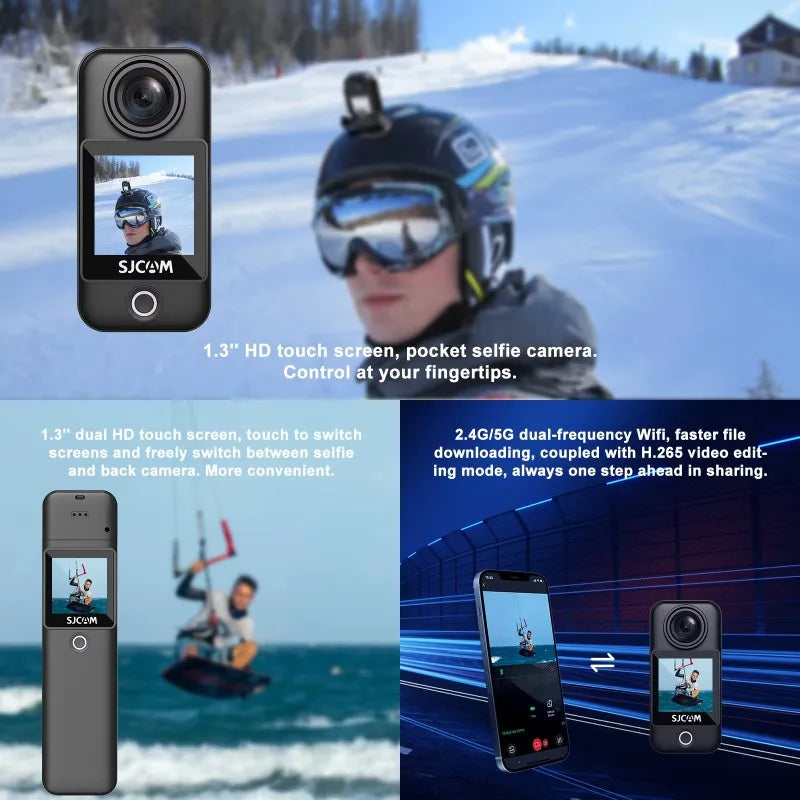 SJCAM C300 Pocket Action Camera 4K FHD Long Battery Life 30M Waterproof 5G WiFi Mini Thumb Cam