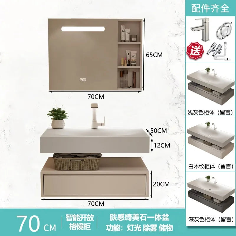 Modern Integrated Bathroom Vanity Washstand Basin, Combined Cabinet