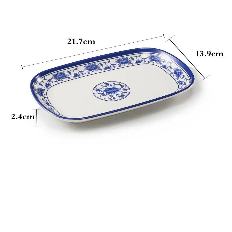 1pc Food Grade Plastic Dinner Plates Chinese Melamine Plastic Is Not Easy To Break Rectangular Plate Restaurant Kitchen Supplies