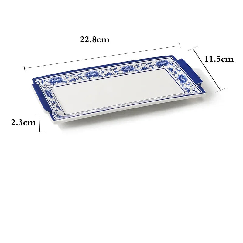 1pc Food Grade Plastic Dinner Plates Chinese Melamine Plastic Is Not Easy To Break Rectangular Plate Restaurant Kitchen Supplies