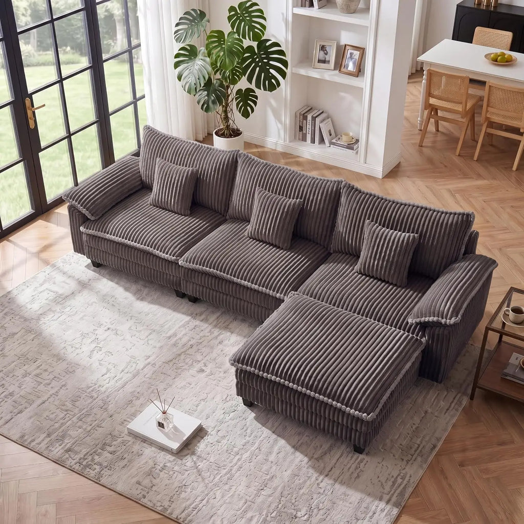 118" Modular Sectional Sofa, Wide-Channel  Corduroy