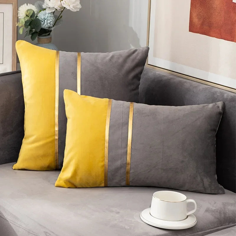 Nordic Cushion Cover, Color Stitching Dutch Velvet  Pillowcase