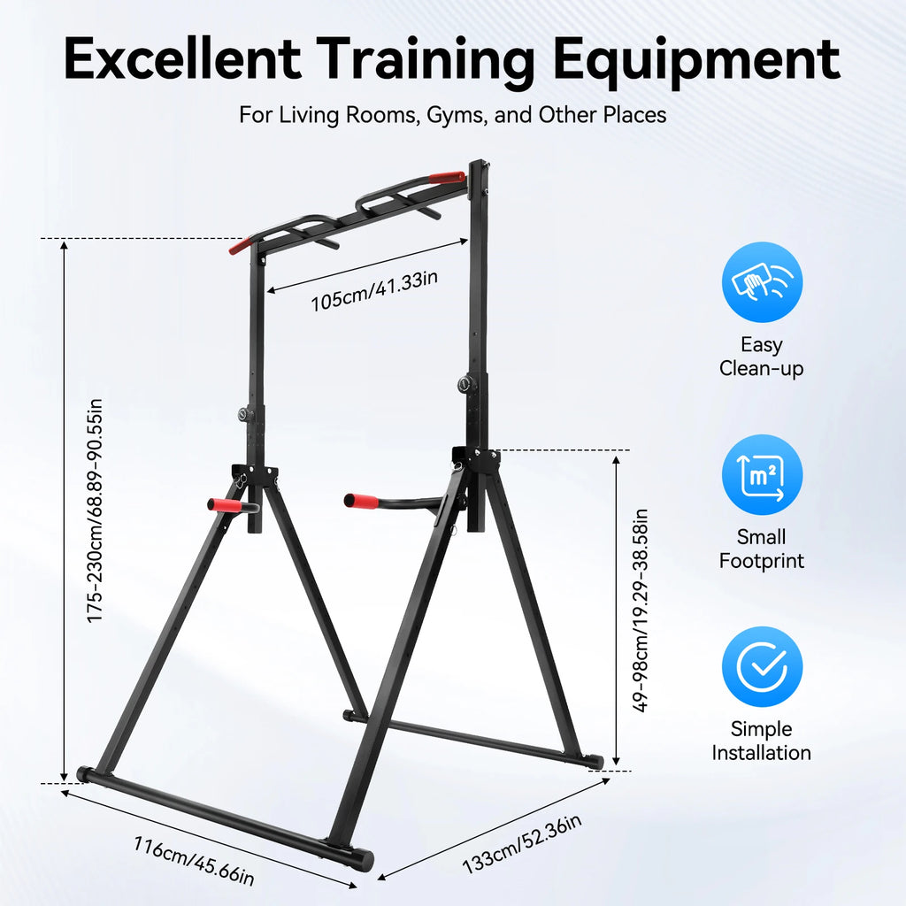 Adjustable Pull Up Bar, 200kg Load Foldable Home Gym Multi-Function Training Station with Parallel Bars