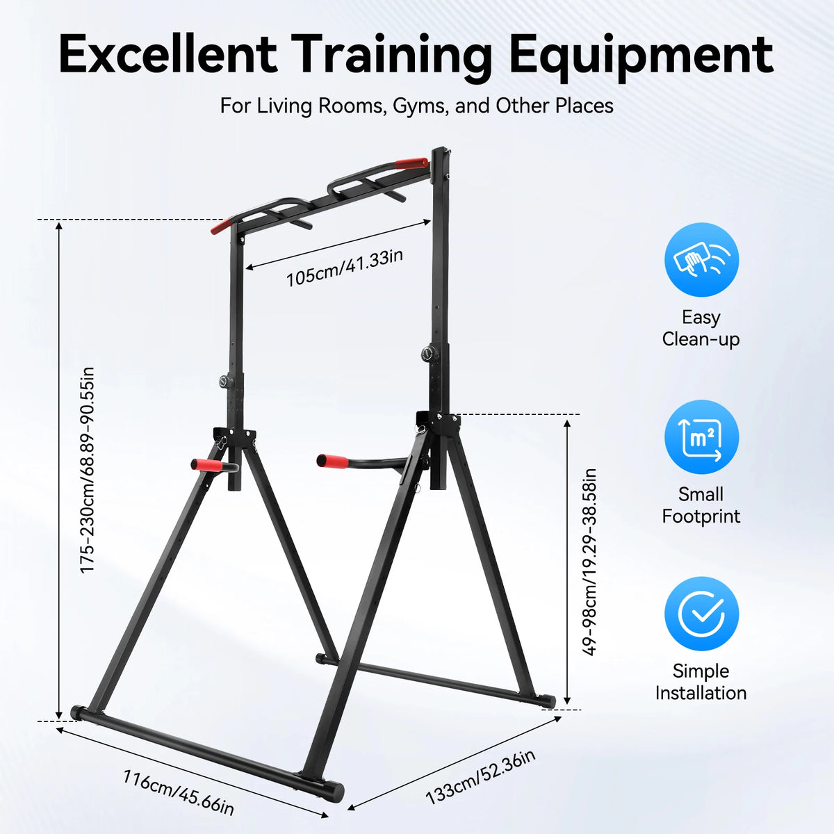 Adjustable Pull Up Bar, 200kg Load Foldable Home Gym Multi-Function Training Station with Parallel Bars