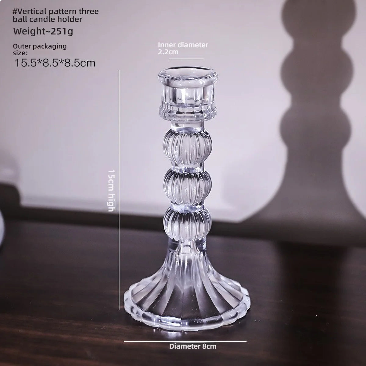 Glass Candle Wick Holder Clear Pillar Table Design Candlestick for Dining Decor