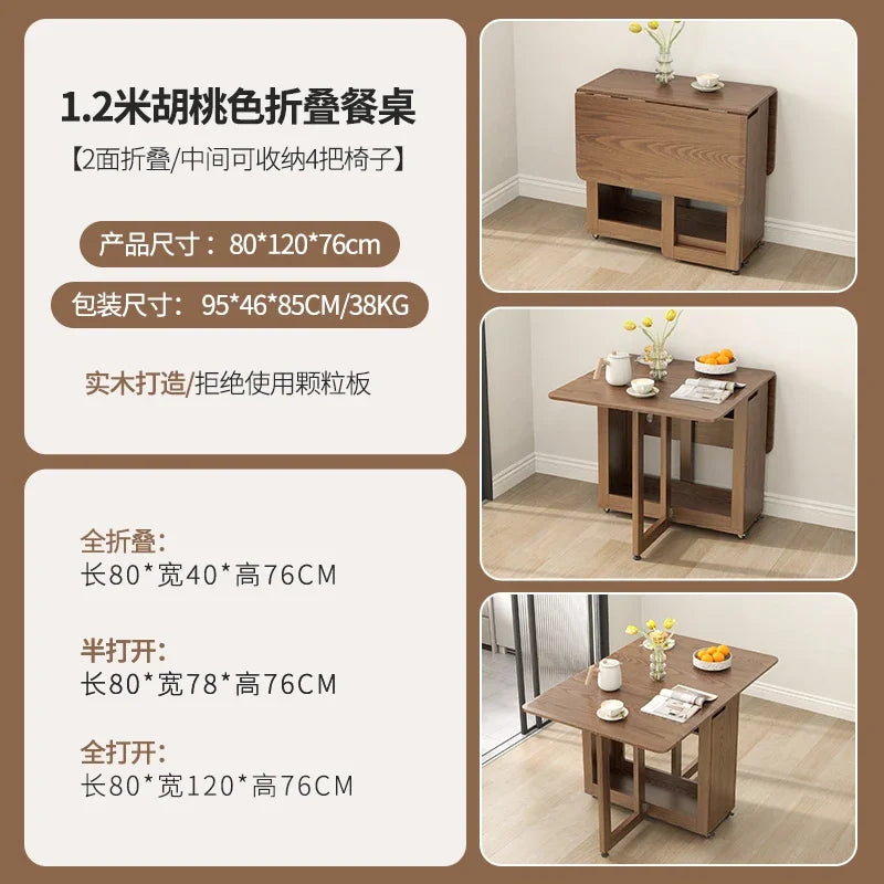 Folding Dining Table Set 6 Chairs, Luxury Modern Space Savers