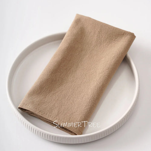 10 Pack 40x40cm Napkins, Washed Cotton Cloth Plain Vintage Style Soft Tea Towels, Place Mats