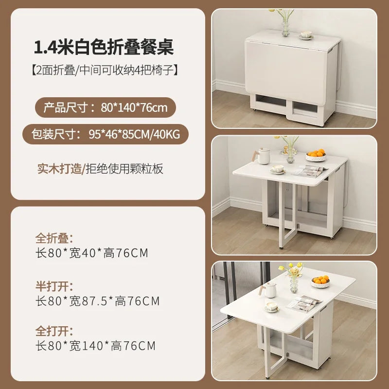 Folding Dining Table Set 6 Chairs, Luxury Modern Space Savers