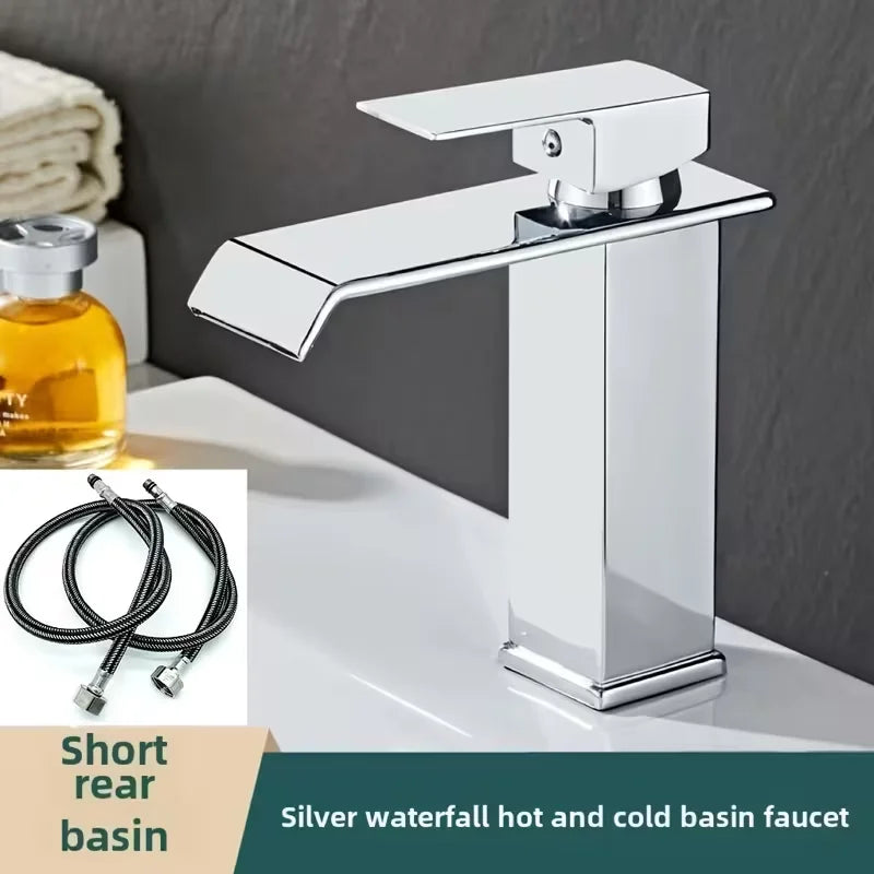 Brass Gold and Black Waterfall Bathroom Faucet