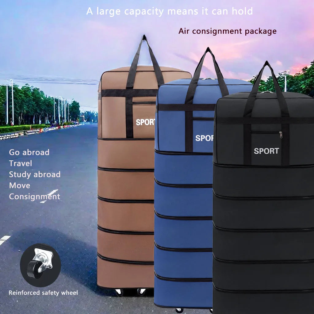 Versatile 5-Layer Folding Travel Bag with Wheels Large Capacity Waterproof Durable Luggage