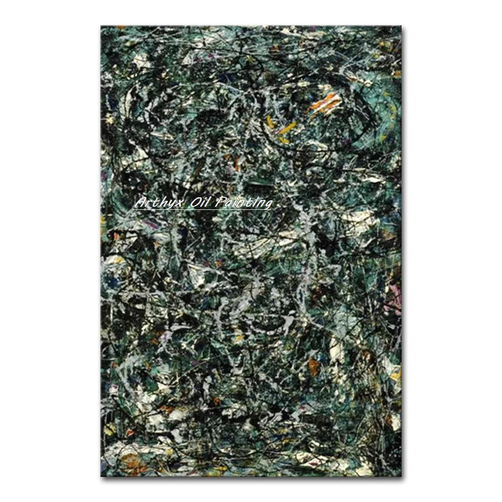 Arthyx,Hand Painted Copy Jackson Pollock Style Oil Painting on Canvas