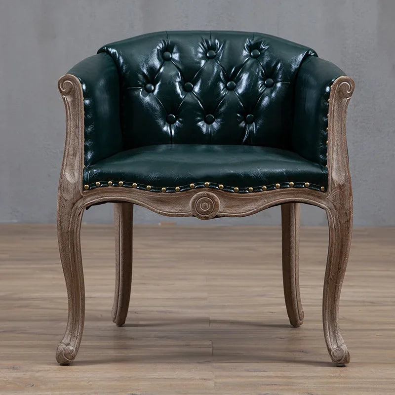 Leisure Sofa Chair, Solid Wood Antique Dining Chair, European Hotel Dining Chair, Living Room Leisure Sofa Chair