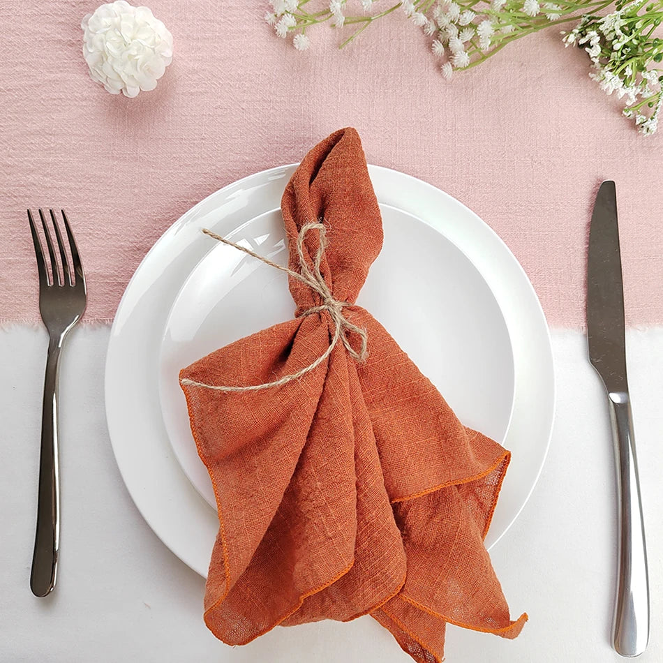 Set of 6  Terracotta Cloth Napkins, Cotton Factory Wholesale Fabric Serviette Gauze Table Towels